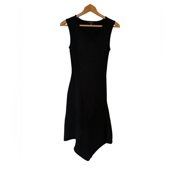 Pink Tartan Dresses & Skirts - Pink Tartan Black Asymmetrical Ribbed Knit Bodycon Dress Sleeveless XXS XS